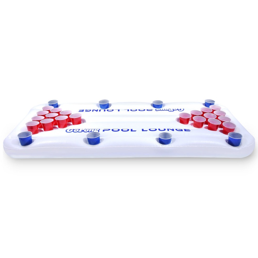 NEW! GoPong Inflatable Pool Lounge Beer Pong Table- White